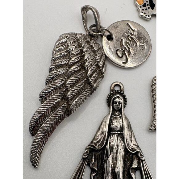 Sterling Silver Pendant Lot Angel Religious 11.6g - Picture 4 of 13